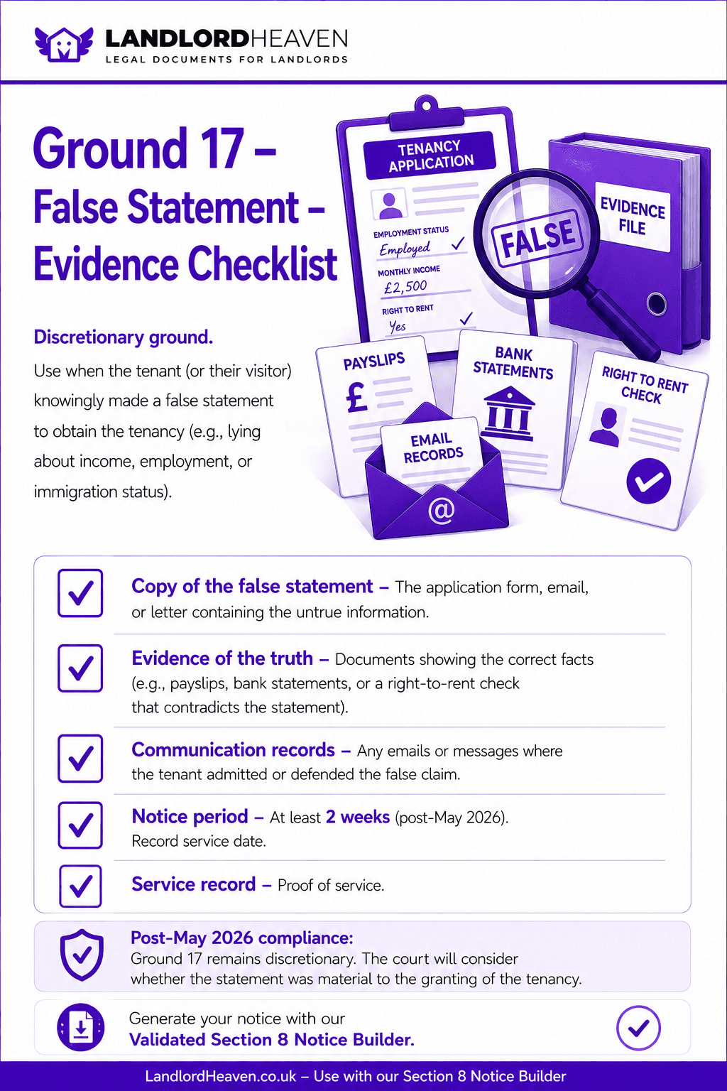 Ground 17 evidence checklist preview