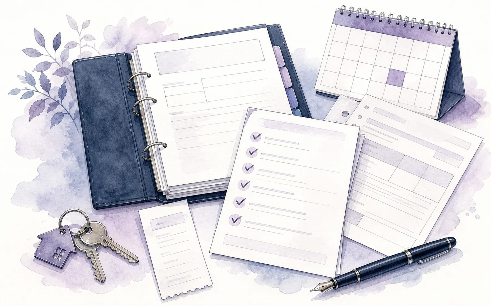 Waterbrush illustration of a landlord preparing a possession claim bundle