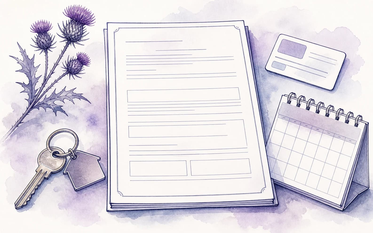Watercolour illustration of a Scotland private residential tenancy agreement