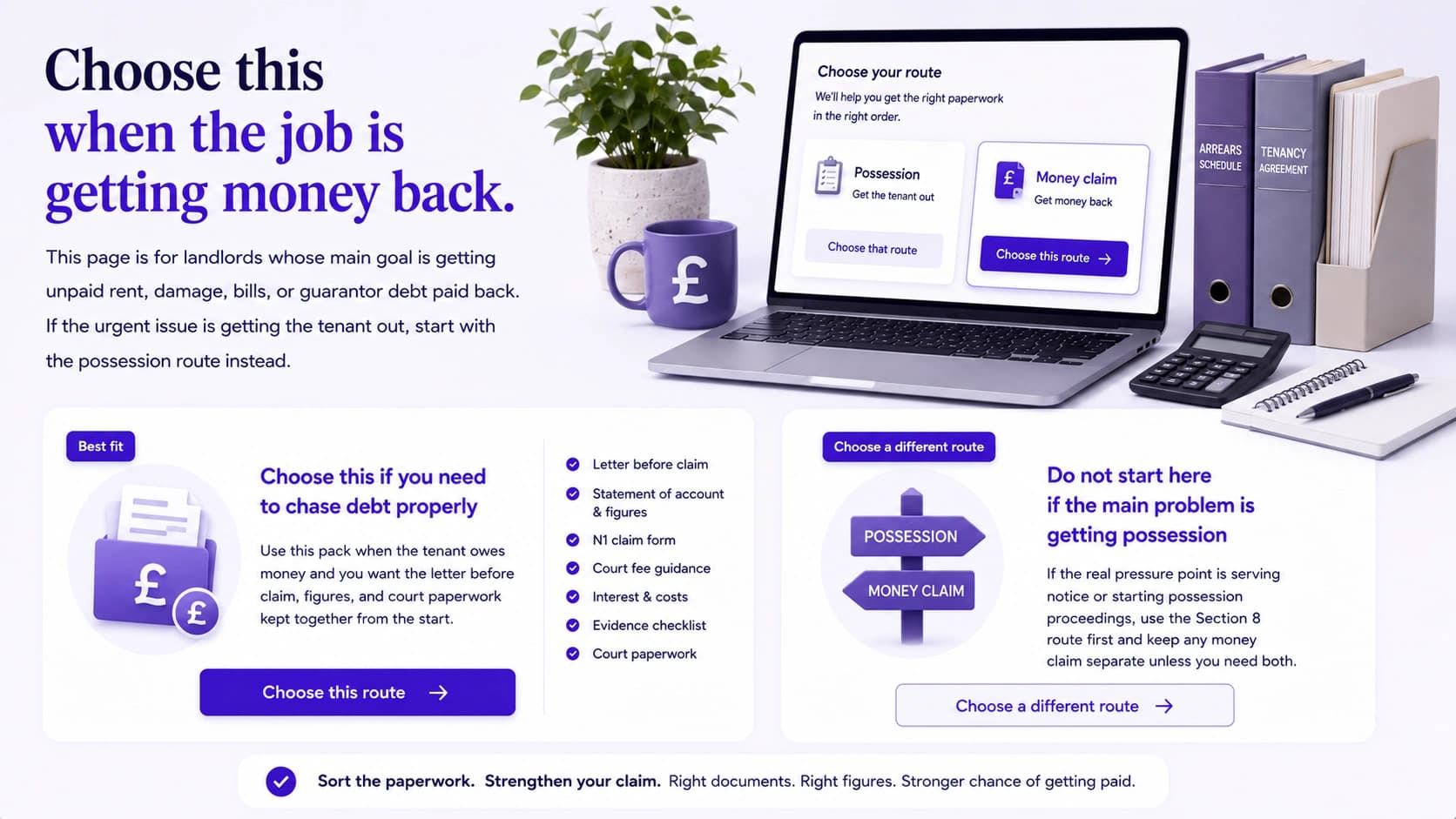 Choose the money claim route