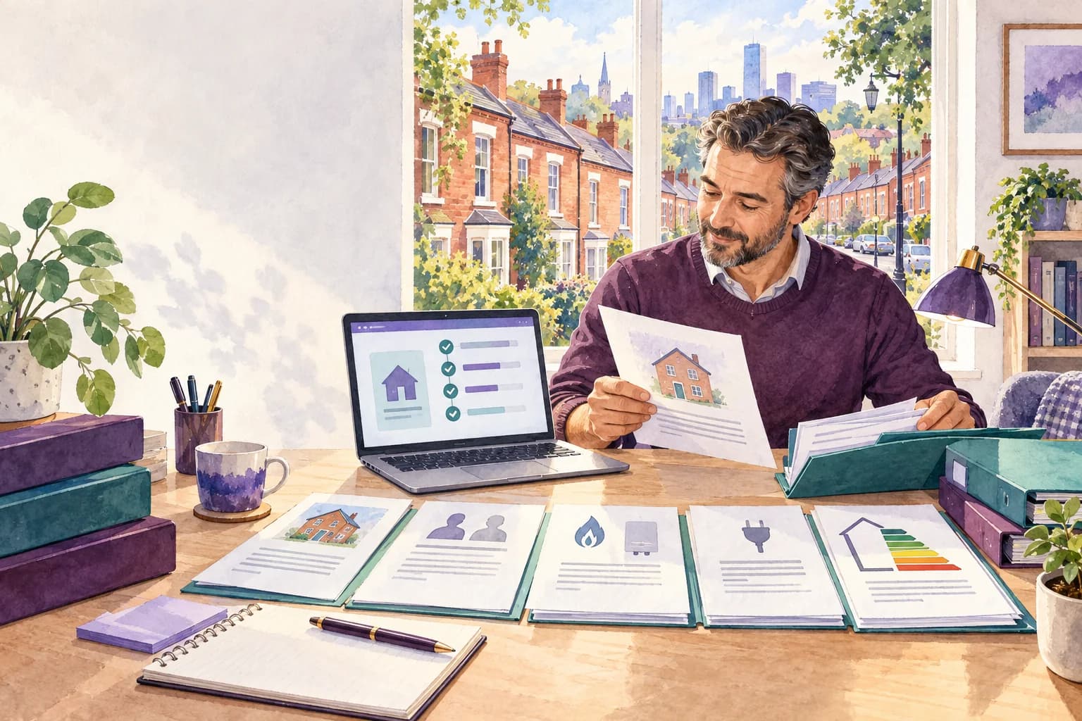 England landlord organising property, ownership and safety records before registration