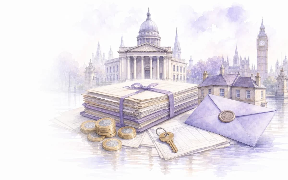 Watercolour illustration of a landlord money claim and payment records