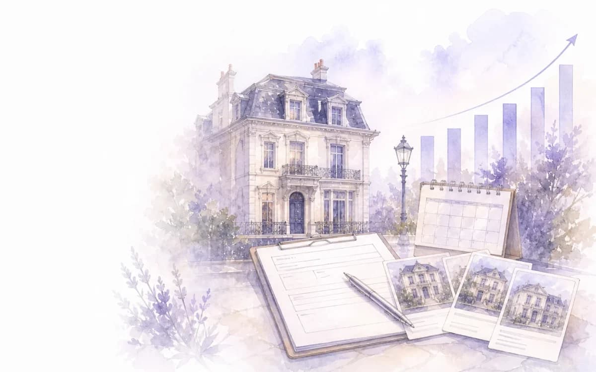 Watercolour illustration of a rent increase notice and calendar