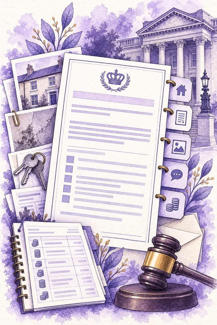 Portrait watercolour illustration of N119 particulars linked to supporting evidence