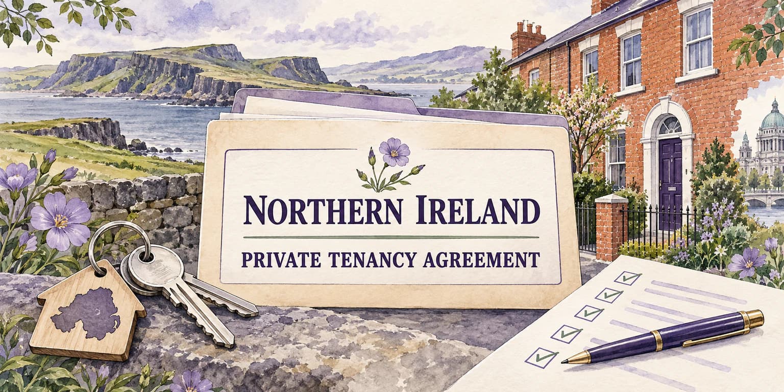 Northern Ireland Private Tenancy Agreement with property keys and checklist