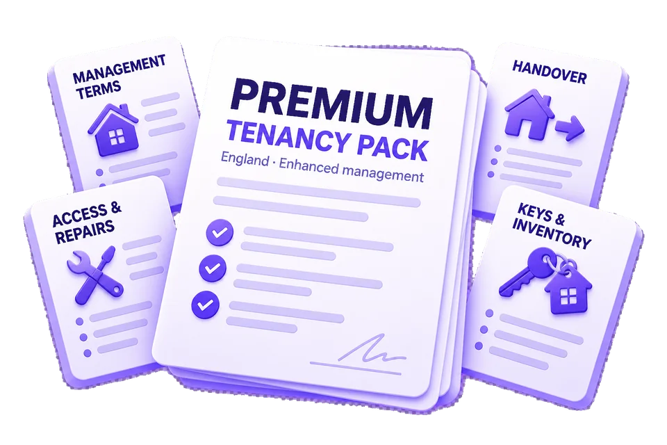 Premium tenancy pack with management, repairs, handover, keys and inventory documents