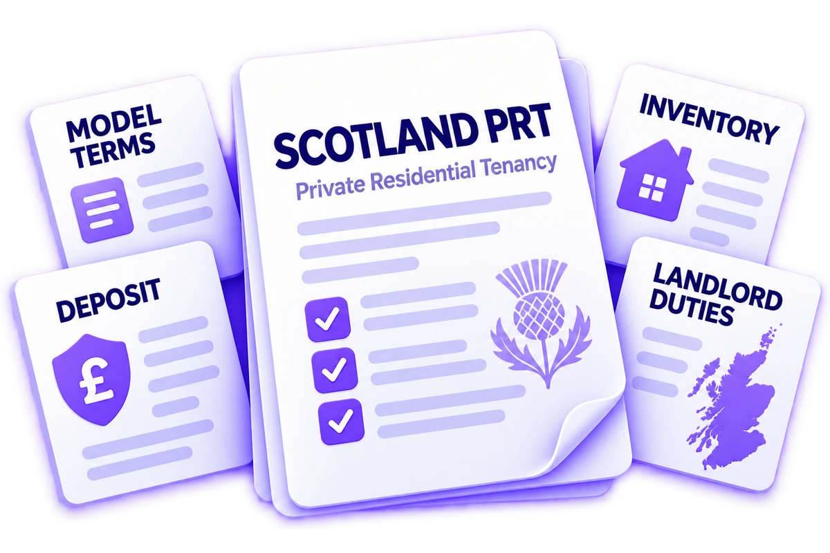Scotland PRT pack with model terms, deposit, inventory and landlord duties documents